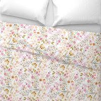 12” Haley Floral – Lovely Watercolor Flowers Pink Blush Silver Gold, 12” repeat GL-HF1