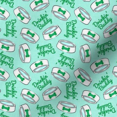 Drinkin' buddy - dog fabric - mint/aqua - LAD22