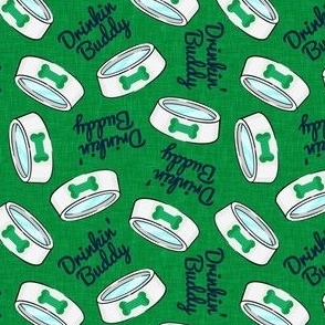 Drinkin' buddy - dog fabric - green - LAD22