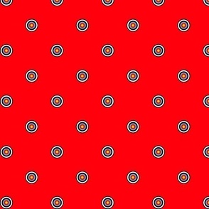 Bullseye Target Polka Dots Small on Red