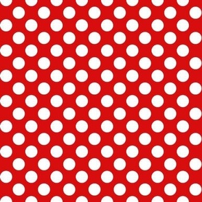 1/2” white polka dots on red