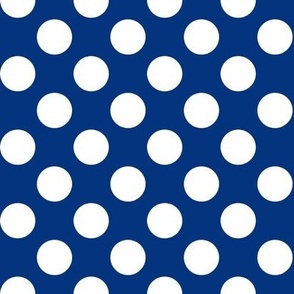 1” white polka dots on navy blue