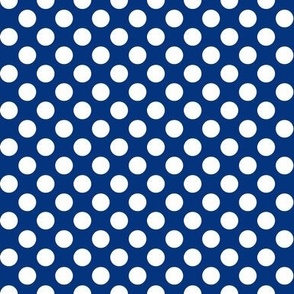 1/2” white polka dots on navy blue