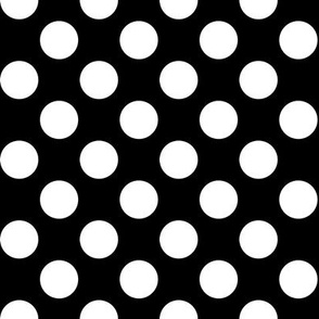 1” white polka dots on black