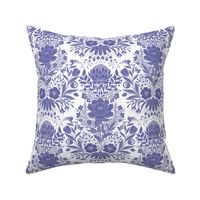 Garden Flowers Block Print Damask on white with Very Peri Pantonecoty2022