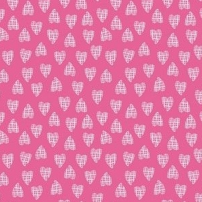 White Plaid Heart on Hot Pink, micro, 3/8 inch across