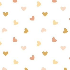 Small Pastel Hearts Tossed in Yellow Blush Pink Gold