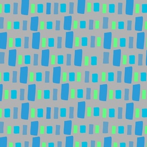 Blue Green Splotched Squares on Grey Background
