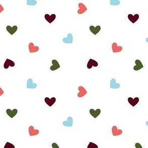 Small Colorful Hearts Tossed in Green Pink Blue Purple
