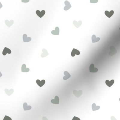 Small Neutral Hearts Tossed in Gray