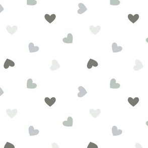 Small Neutral Hearts Tossed in Gray