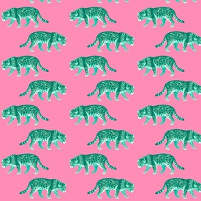 Green leopards on Pink
