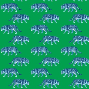Blue leopards on green