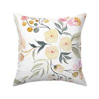 24” Haley Floral – Lovely Watercolor Flowers Pink Blush Silver Gold, 24” repeat GL-HF4
