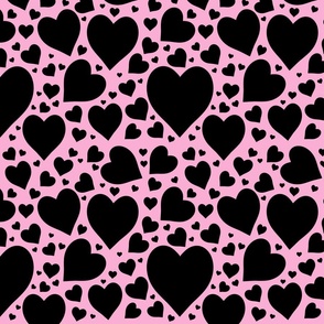 Black Hearts on Pink