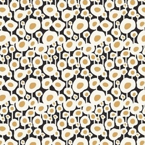 Poppy Dot - Graphic Floral Dot Black Golden Yellow Small Scale