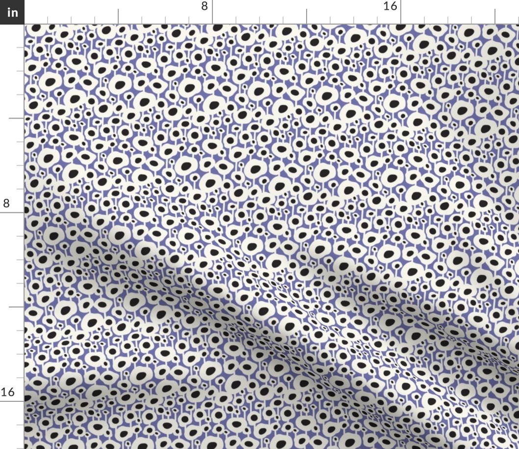 Poppy Dot - Graphic Floral Dot Periwinkle Black Small Scale