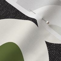 Poppy Dot - Graphic Floral Dot Black Green Jumbo Scale