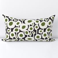 Poppy Dot - Graphic Floral Dot Black Green Large Scale