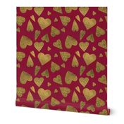 Glitter Hearts on Dark Red, large scale ©Luanne Marten