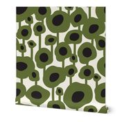 Poppy Dot - Graphic Floral Dot Ivory Green Jumbo Scale