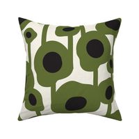 Poppy Dot - Graphic Floral Dot Ivory Green Jumbo Scale