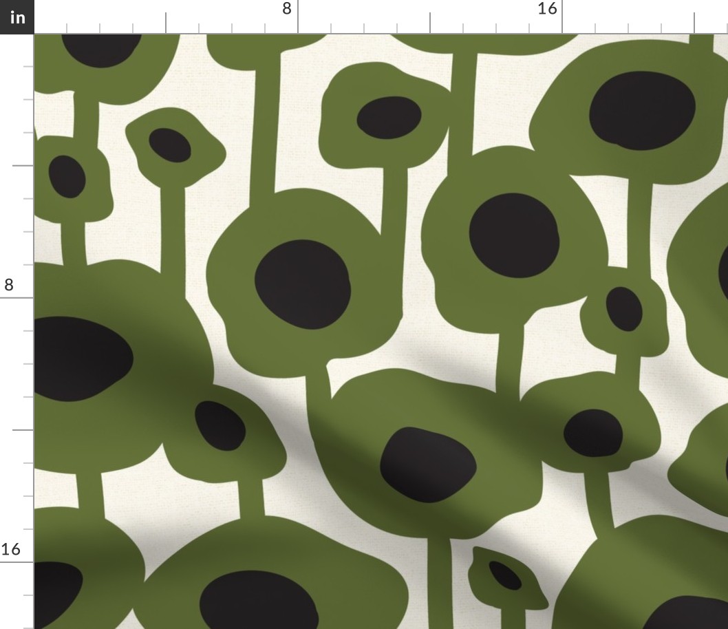 Poppy Dot - Graphic Floral Dot Ivory Green Jumbo Scale