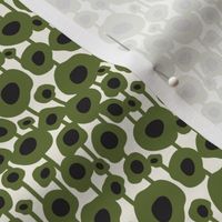 Poppy Dot - Graphic Floral Dot Ivory Green Small Scale