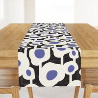 Poppy Dot - Graphic Floral Dot Black Periwinkle Jumbo Scale