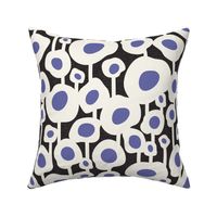 Poppy Dot - Graphic Floral Dot Black Periwinkle Large Scale