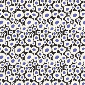 Poppy Dot - Graphic Floral Dot Black Periwinkle Small Scale