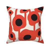 Poppy Dot - Graphic Floral Dot Ivory Red Jumbo Scale