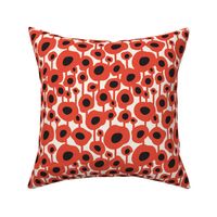 Poppy Dot - Graphic Floral Dot Ivory Red Regular Scale