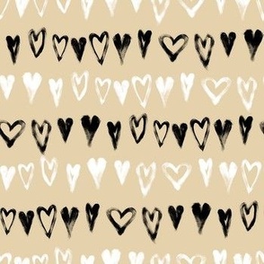 Brushy black & White Hearts on  gold, 1/2 inch @Luanne Marten