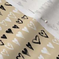 Brushy black & White Hearts on  gold, micro @Luanne Marten