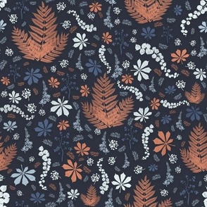 Fancy Orange & Blue Floral Pattern
