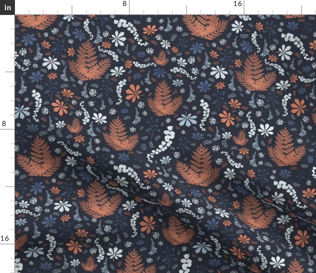 Fancy Orange & Blue Floral Pattern