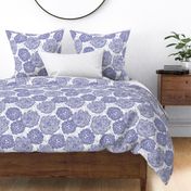Very Peri fine-line floral with leaf outline all-over pattern