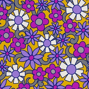 Heather Hippie Flower Power (Purple Yellow White) - Large