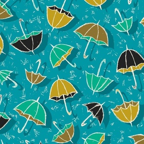 Uma Umbrellas  (Turquoise / Mustard) - Large