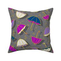 Uma Umbrellas  (Grey / Purple) - Large