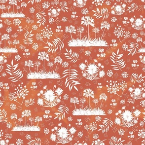 Orange and White Wild Flowers Pattern