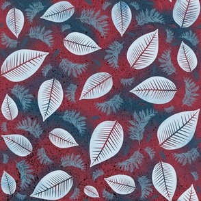 Soft Blue Leaves and Branches Pattern