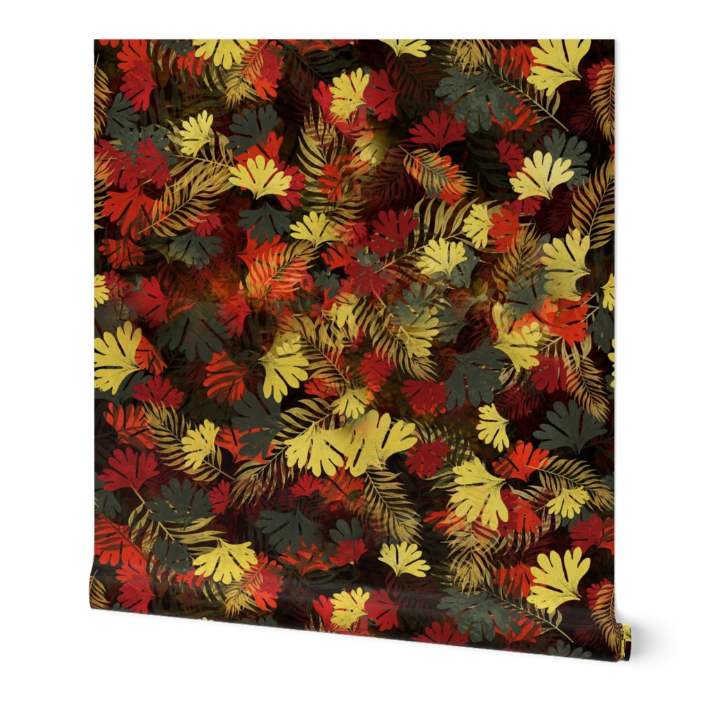 Red and Yellow Fancy Retro Floral Vintage Plants 