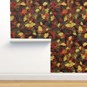 Red and Yellow Fancy Retro Floral Vintage Plants 