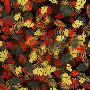 Red and Yellow Fancy Retro Floral Vintage Plants 
