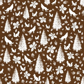 Winter Wolf and Fox Nature Pattern