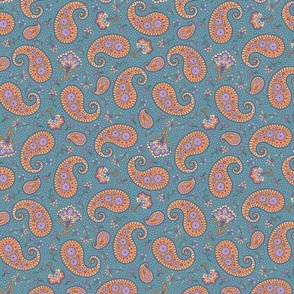 Small - Happy Ditsy Paisley in Purple and Orange