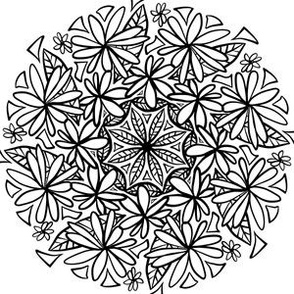 Flower Mandala Black White