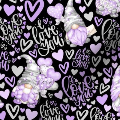 lilac gnome i love you black